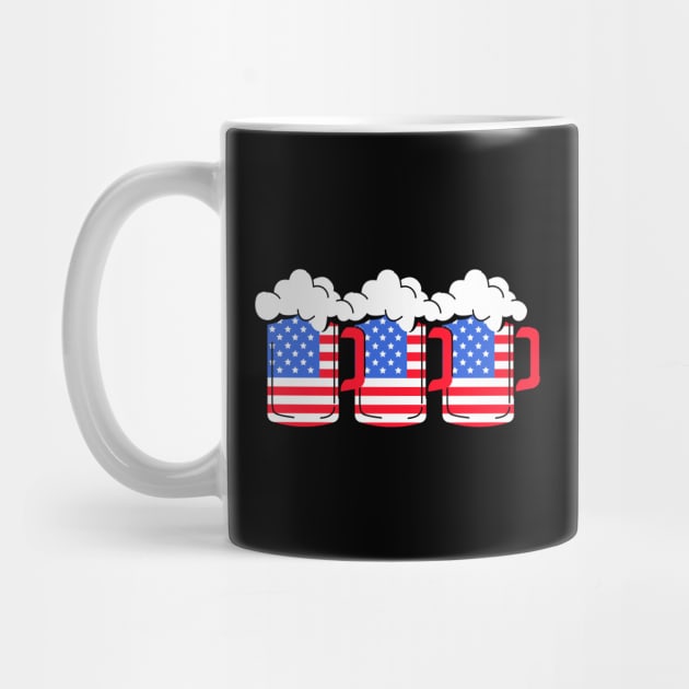 Beer American Flag 4th of July Merica Drinking USA by Creatifly Graphic Tees
